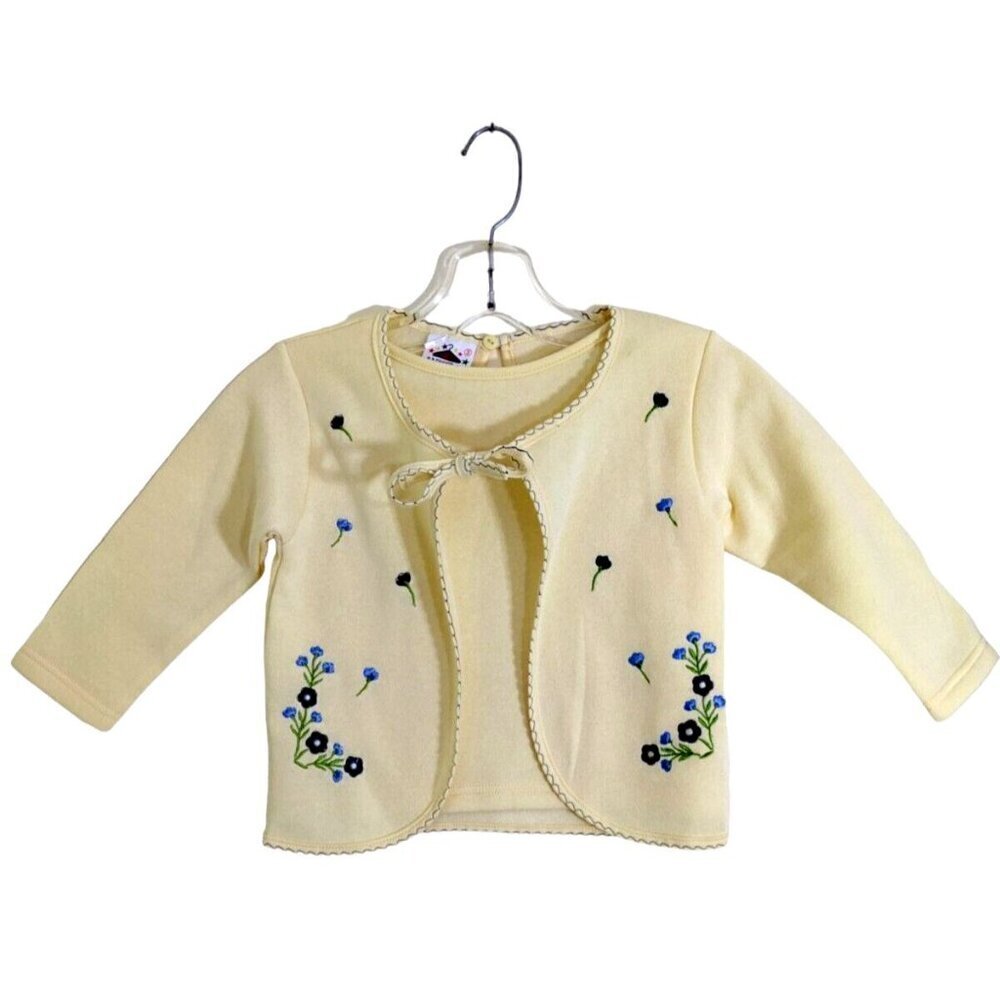 Toddler Girls Size 3 Embroidered Jacket Set Attached Butter Yellow Fleece Lined